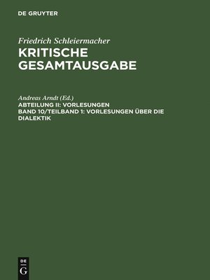 cover image of Vorlesungen über die Dialektik